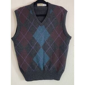 L.L. Bean Vintage Men's 100% Lambswool Argyle Scotland Sweater Vest Size Medium